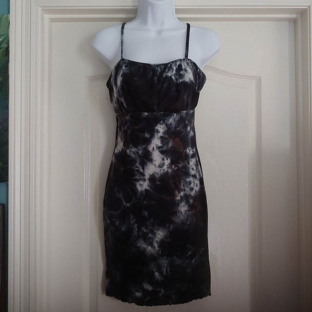 Derek Heart Tie-dye Ribbed Goth Grunge Y2K Empire Waist Dress M
